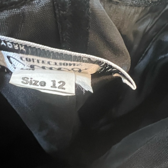 CLUES COLLECTION Vintage Velvet 20s Fringe Dress with Gold Lining- Black Size 12 - Picture 5 of 5